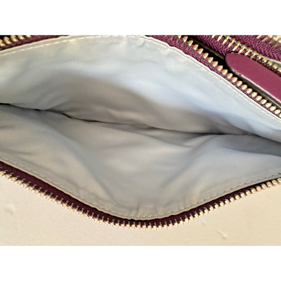 Henri Bendel Crossbody Bag Purple Leather Top Zip Dividers Chain-Link Strap - Picture 14 of 14